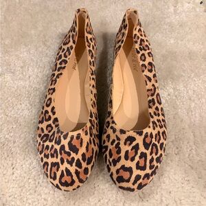 Leopard Print Ballet Flats - Tan/Black
